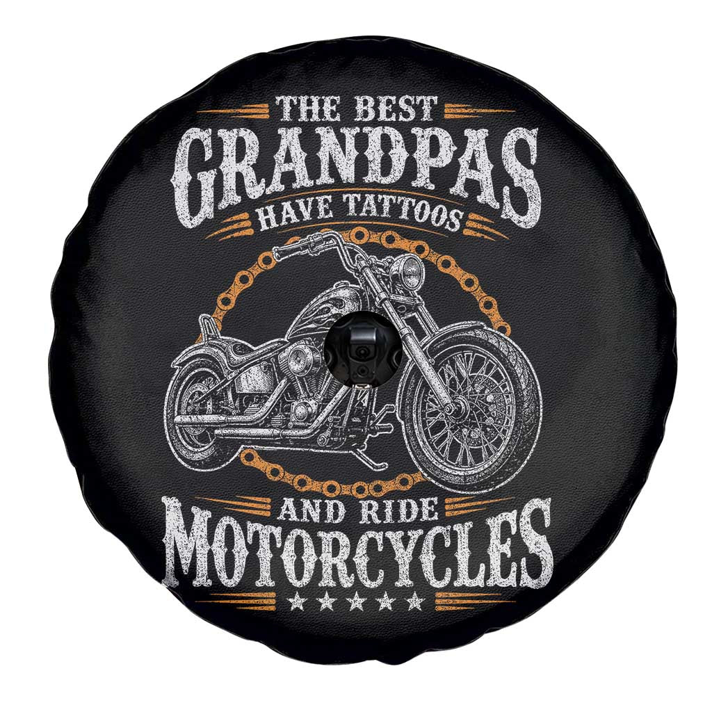 Biker Grandpa Best Grandpas Have Tattoos and Ride Motorcycles Spare Tire Cover