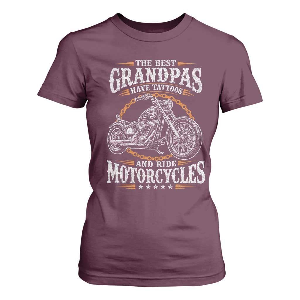 Biker Grandpa Best Grandpas Have Tattoos and Ride Motorcycles T Shirt For Women