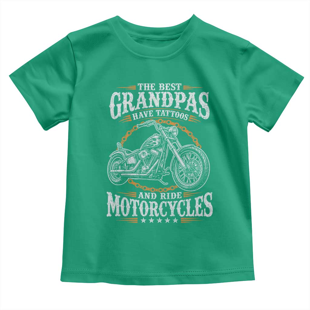 Biker Grandpa Best Grandpas Have Tattoos and Ride Motorcycles Toddler T Shirt