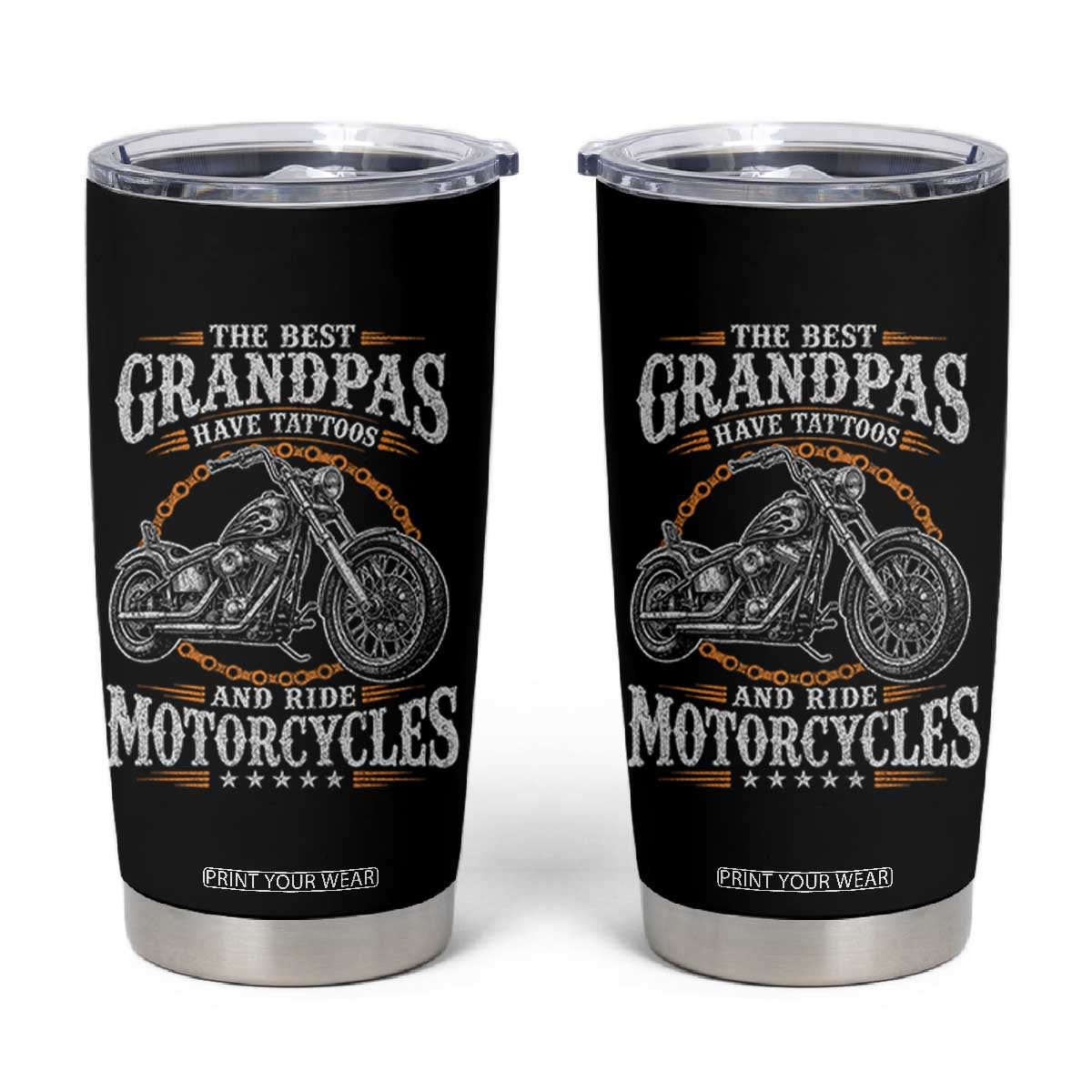 Biker Grandpa Best Grandpas Have Tattoos and Ride Motorcycles Tumbler Cup TS10 Black Print Your Wear