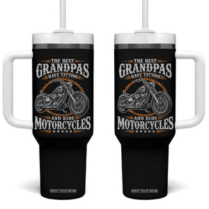 Biker Grandpa Best Grandpas Have Tattoos and Ride Motorcycles Tumbler With Handle