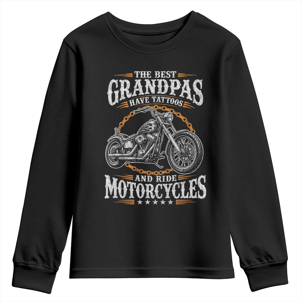 Biker Grandpa Best Grandpas Have Tattoos and Ride Motorcycles Youth Sweatshirt TS10 Black Print Your Wear