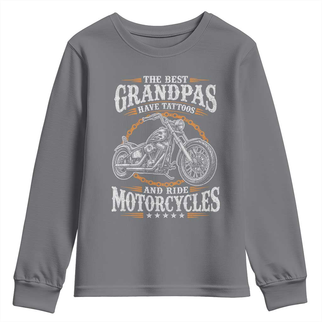 Biker Grandpa Best Grandpas Have Tattoos and Ride Motorcycles Youth Sweatshirt