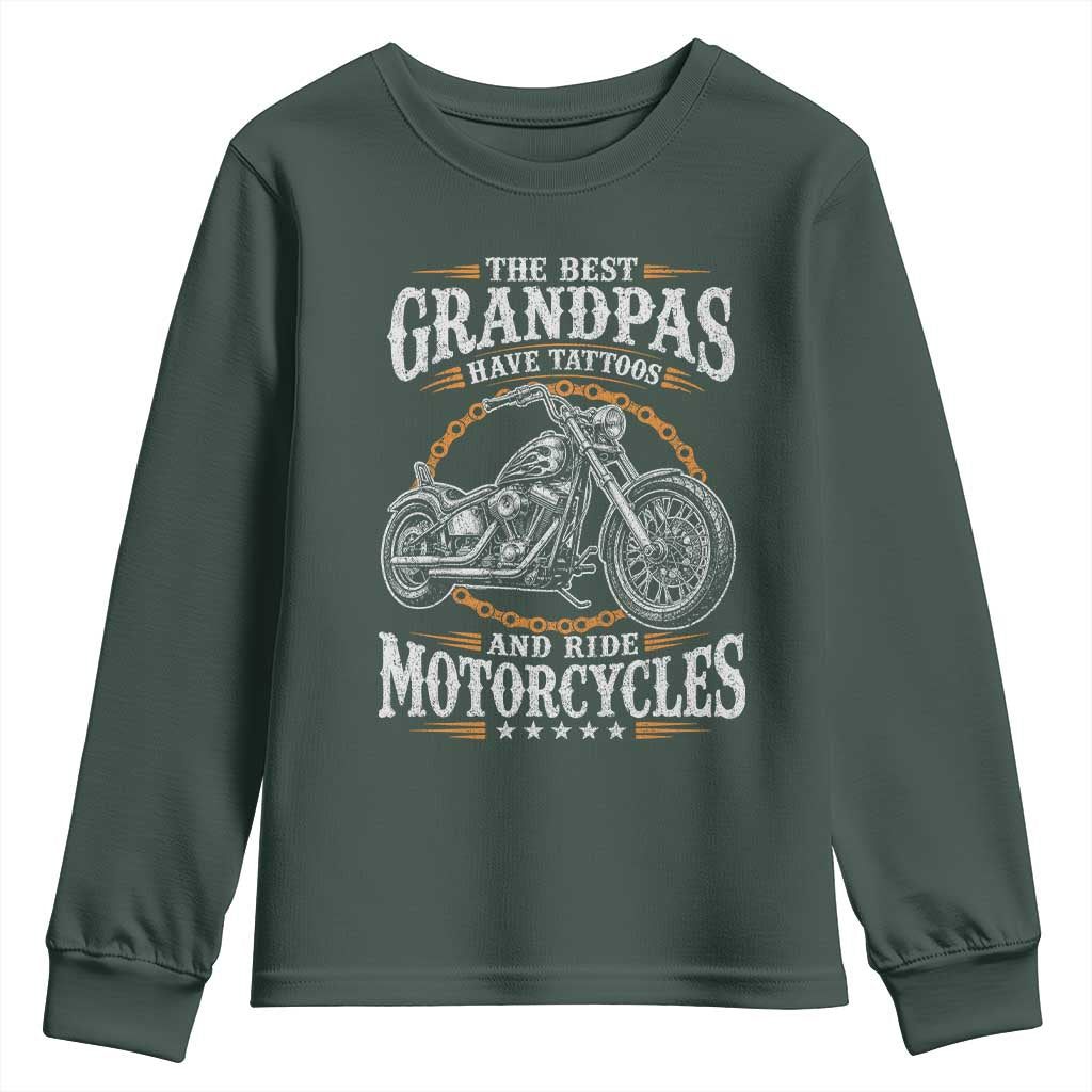 Biker Grandpa Best Grandpas Have Tattoos and Ride Motorcycles Youth Sweatshirt
