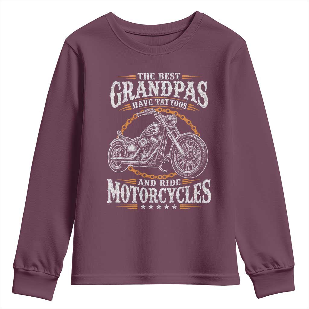 Biker Grandpa Best Grandpas Have Tattoos and Ride Motorcycles Youth Sweatshirt