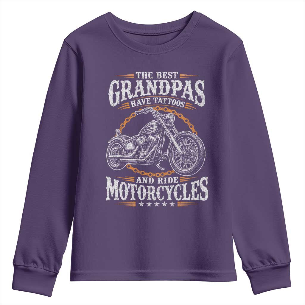Biker Grandpa Best Grandpas Have Tattoos and Ride Motorcycles Youth Sweatshirt