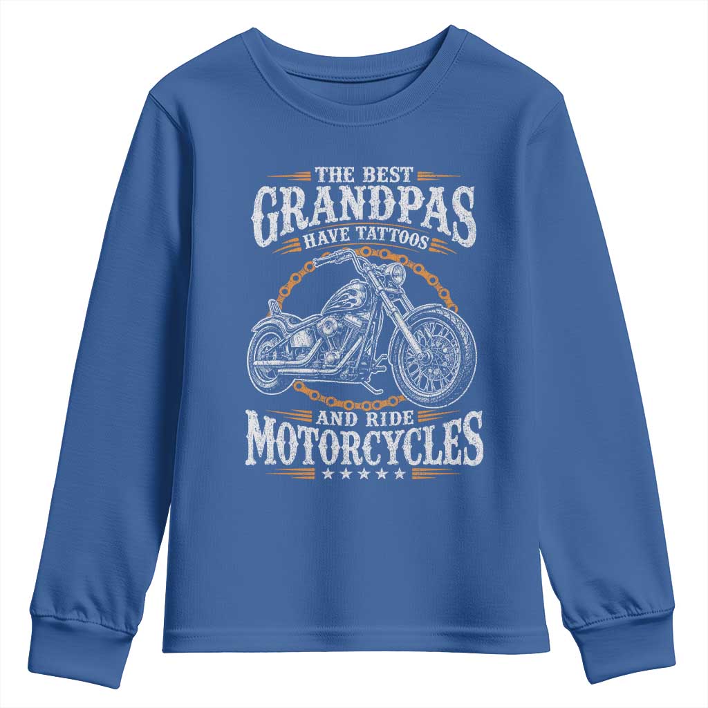 Biker Grandpa Best Grandpas Have Tattoos and Ride Motorcycles Youth Sweatshirt