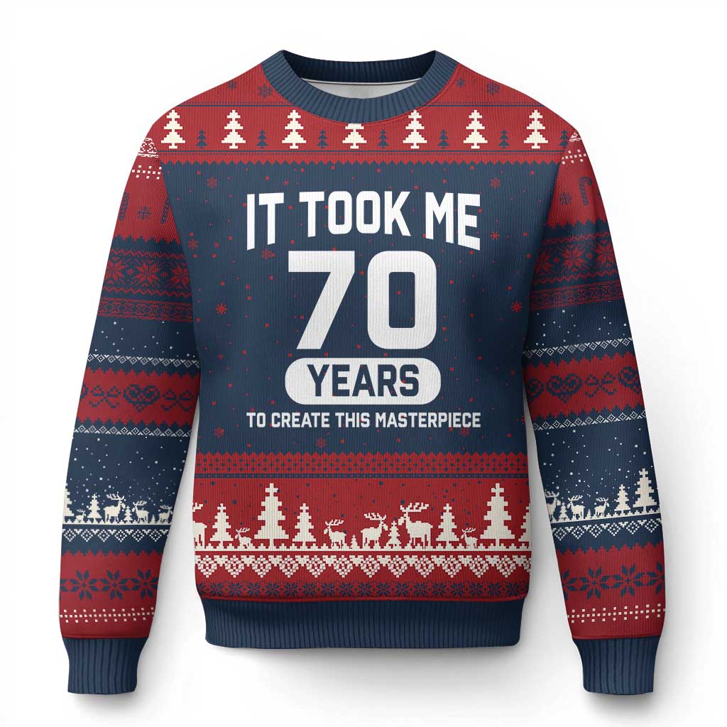 70th Birthday Ugly Christmas Sweater To Create This Masterpiece 70 Year Old Gift TS10 Navy Red Print Your Wear