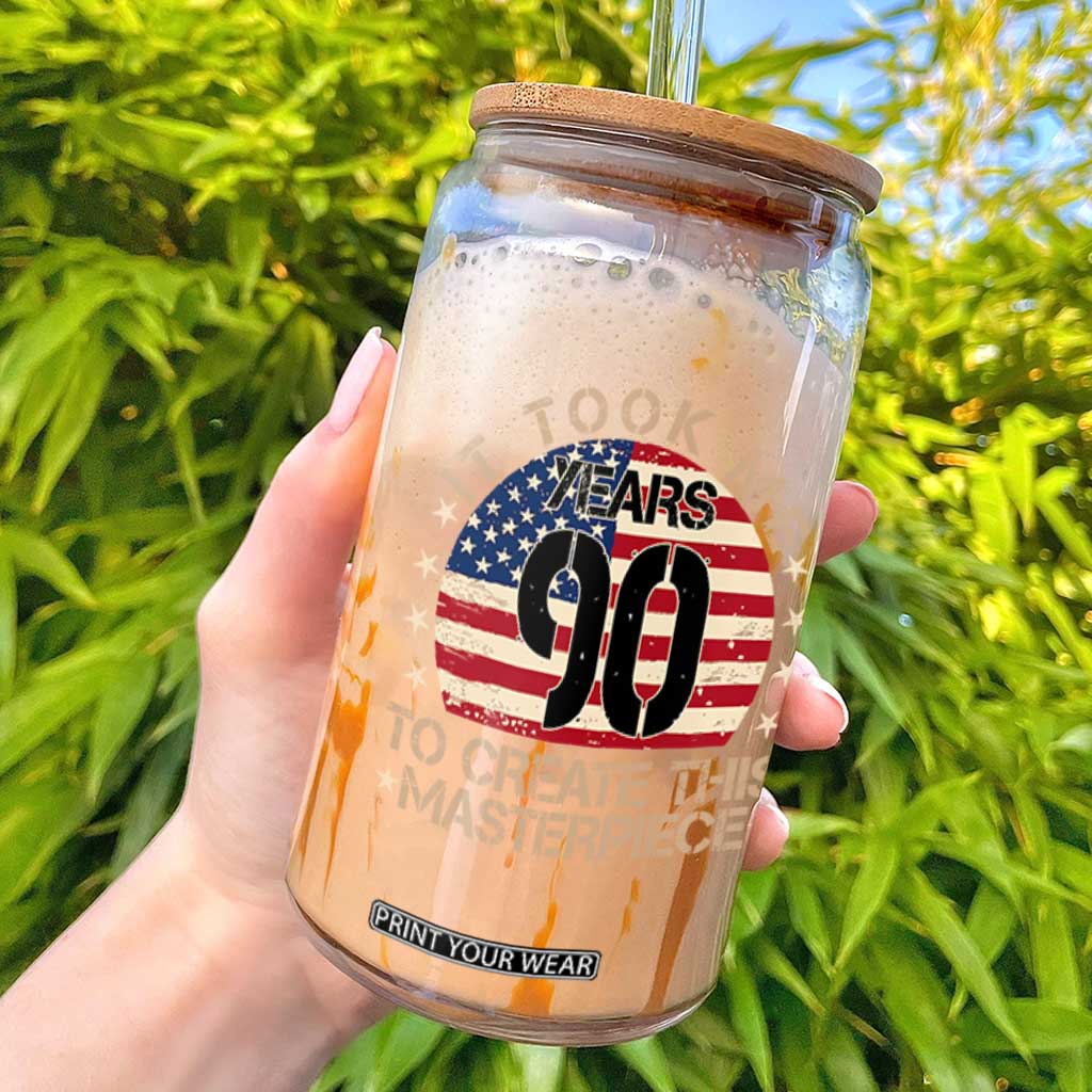 90th Birthday Glass Can It Took Me 90 Years To Create This Masterpiece Vintage American Flag TS10 Black Print Your Wear