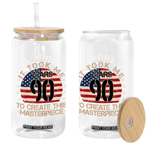 90th Birthday Glass Can It Took Me 90 Years To Create This Masterpiece Vintage American Flag
