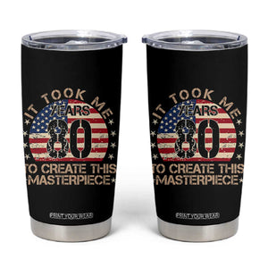 80th Birthday Tumbler Cup It Took Me 80 Years To Create This Masterpiece Vintage American Flag