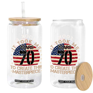 70th Birthday Glass Can It Took Me 70 Years To Create This Masterpiece Vintage American Flag