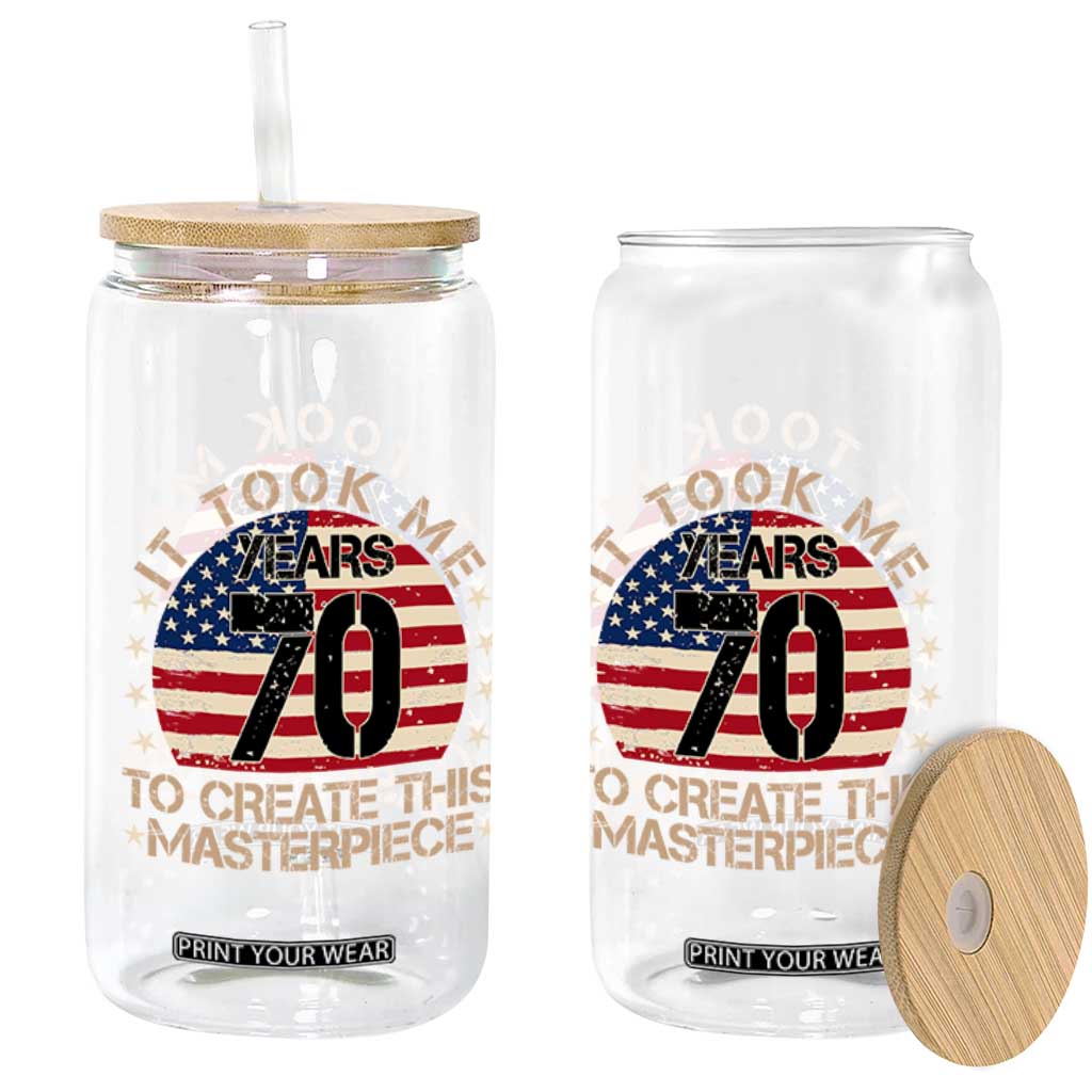 70th Birthday Glass Can It Took Me 70 Years To Create This Masterpiece Vintage American Flag