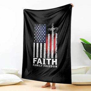 Faith Family Freedom Throw Blanket Charlie Kirk Patriotic Christian Vintage USA Flag TS10 Print Your Wear