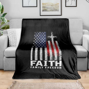 Faith Family Freedom Throw Blanket Charlie Kirk Patriotic Christian Vintage USA Flag TS10 Print Your Wear