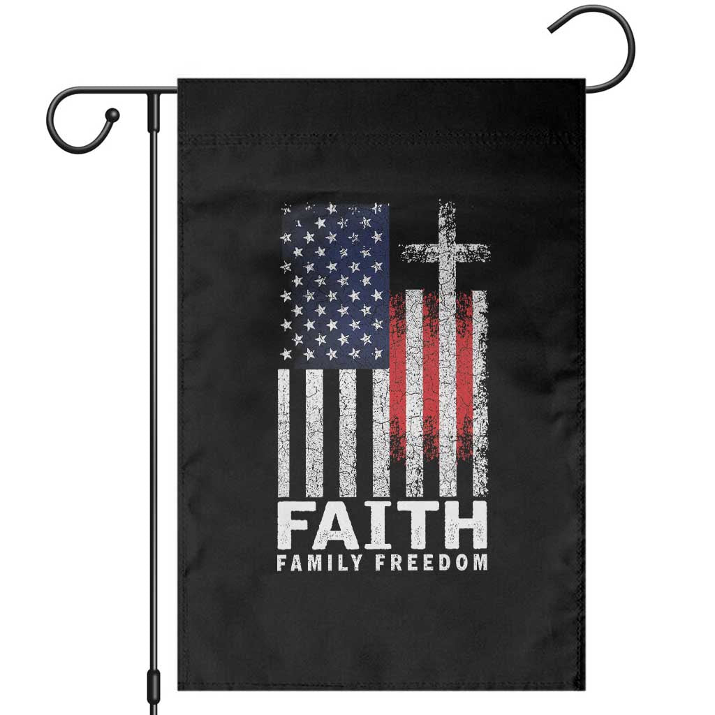 Faith Family Freedom Garden Flag Charlie Kirk Patriotic Christian Vintage USA Flag TS10 Black Print Your Wear