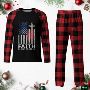 Faith Family Freedom Plaid Pajama Set Charlie Kirk Patriotic Christian Vintage USA Flag TS10 Buffalo Plaid Print Your Wear