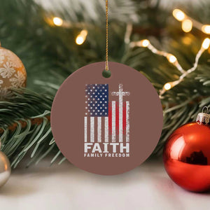 Faith Family Freedom Ceramic Ornament Charlie Kirk Patriotic Christian Vintage USA Flag TS10 1pc Mocha Print Your Wear