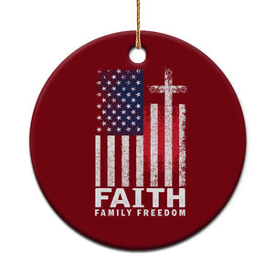 Faith Family Freedom Ceramic Ornament Charlie Kirk Patriotic Christian Vintage USA Flag TS10 1pc Red Print Your Wear