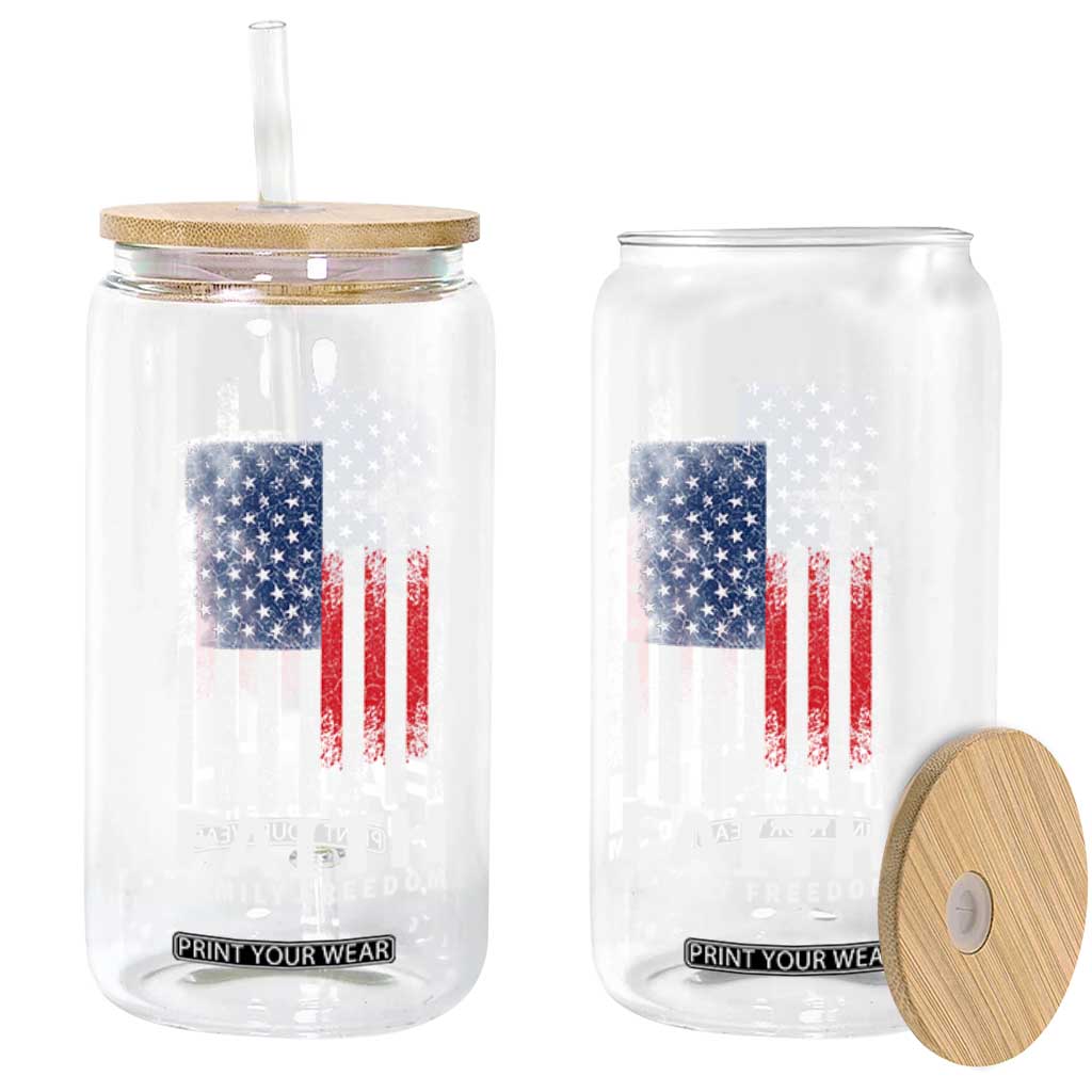 Faith Family Freedom Glass Can Charlie Kirk Patriotic Christian Vintage USA Flag TS10 Print Your Wear