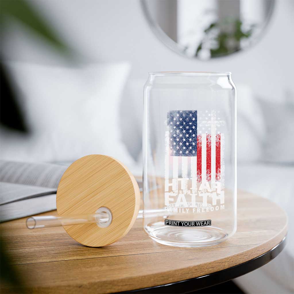 Faith Family Freedom Glass Can Charlie Kirk Patriotic Christian Vintage USA Flag TS10 Print Your Wear