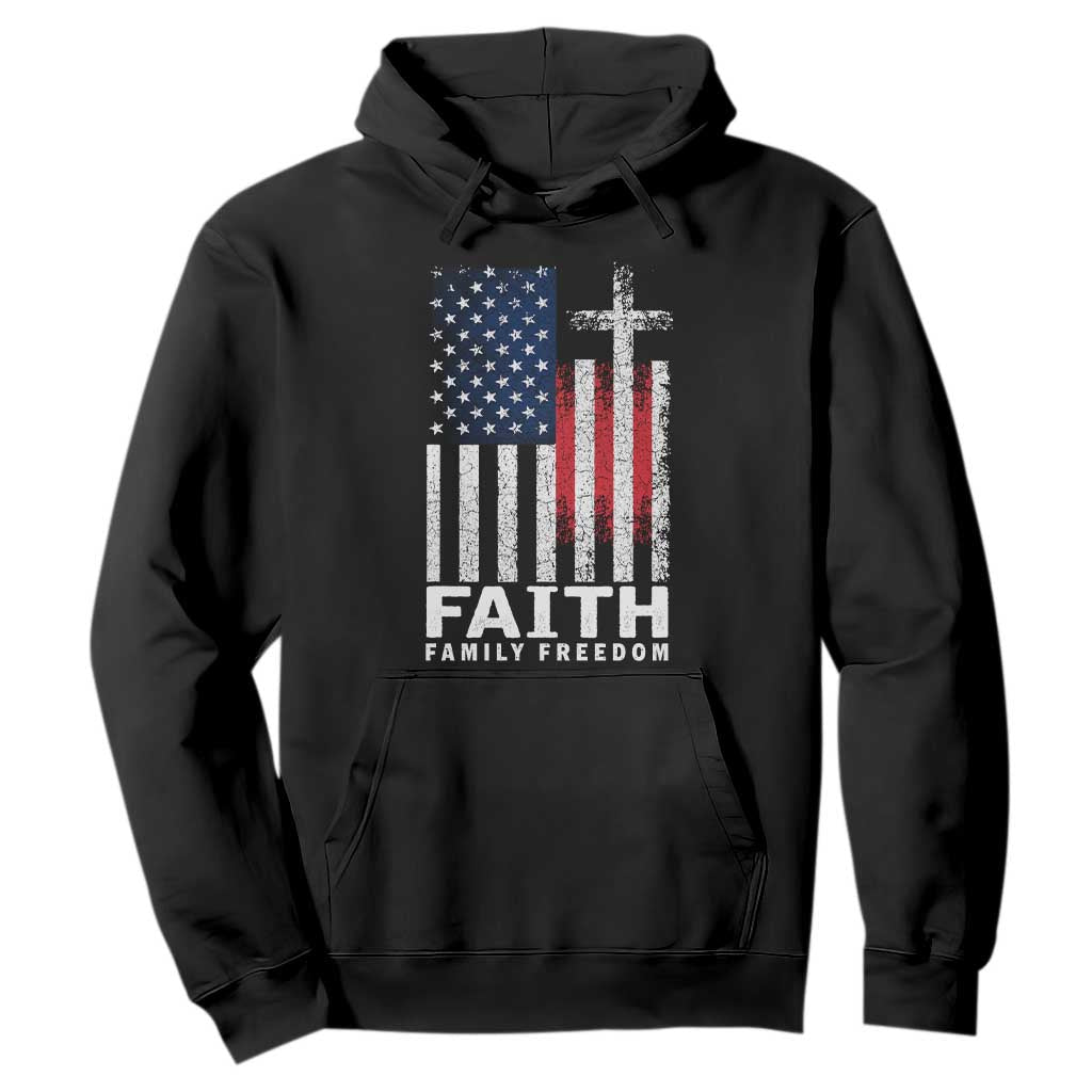 Faith Family Freedom Hoodie Charlie Kirk Patriotic Christian Vintage USA Flag TS10 Black Print Your Wear