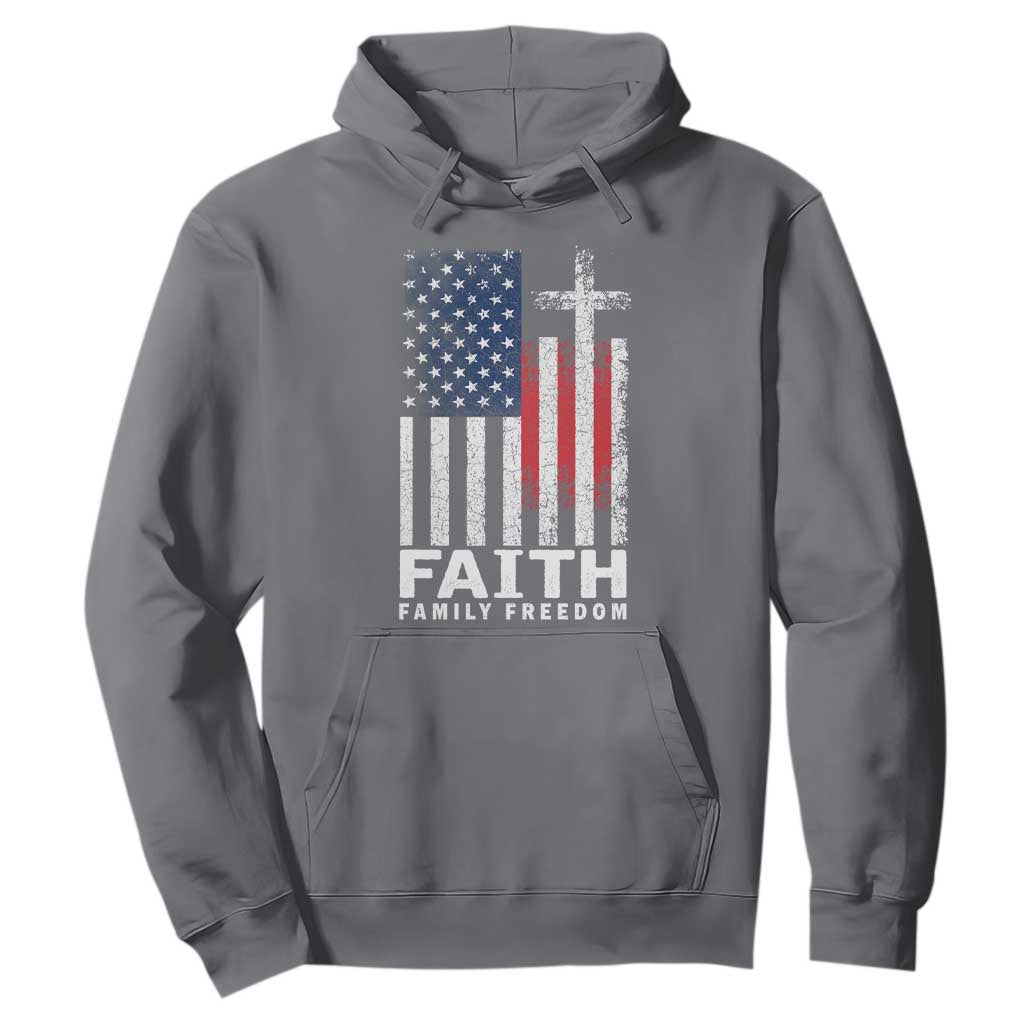 Faith Family Freedom Hoodie Charlie Kirk Patriotic Christian Vintage USA Flag TS10 Charcoal Print Your Wear
