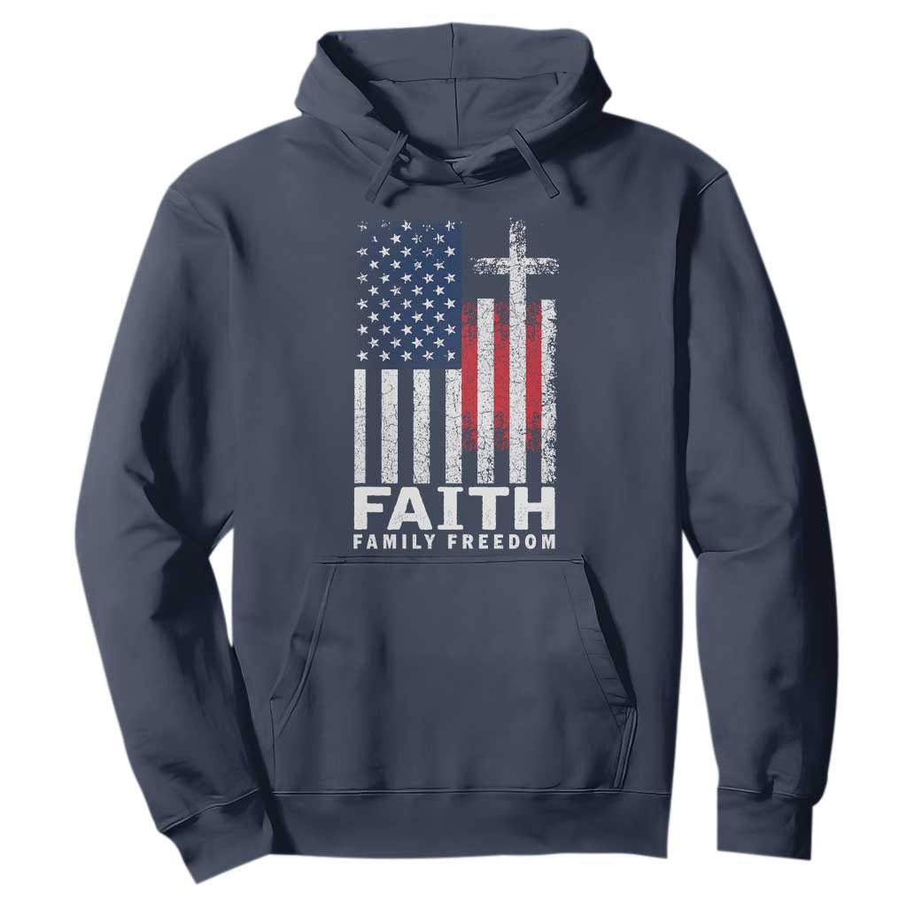 Faith Family Freedom Hoodie Charlie Kirk Patriotic Christian Vintage USA Flag TS10 Navy Print Your Wear