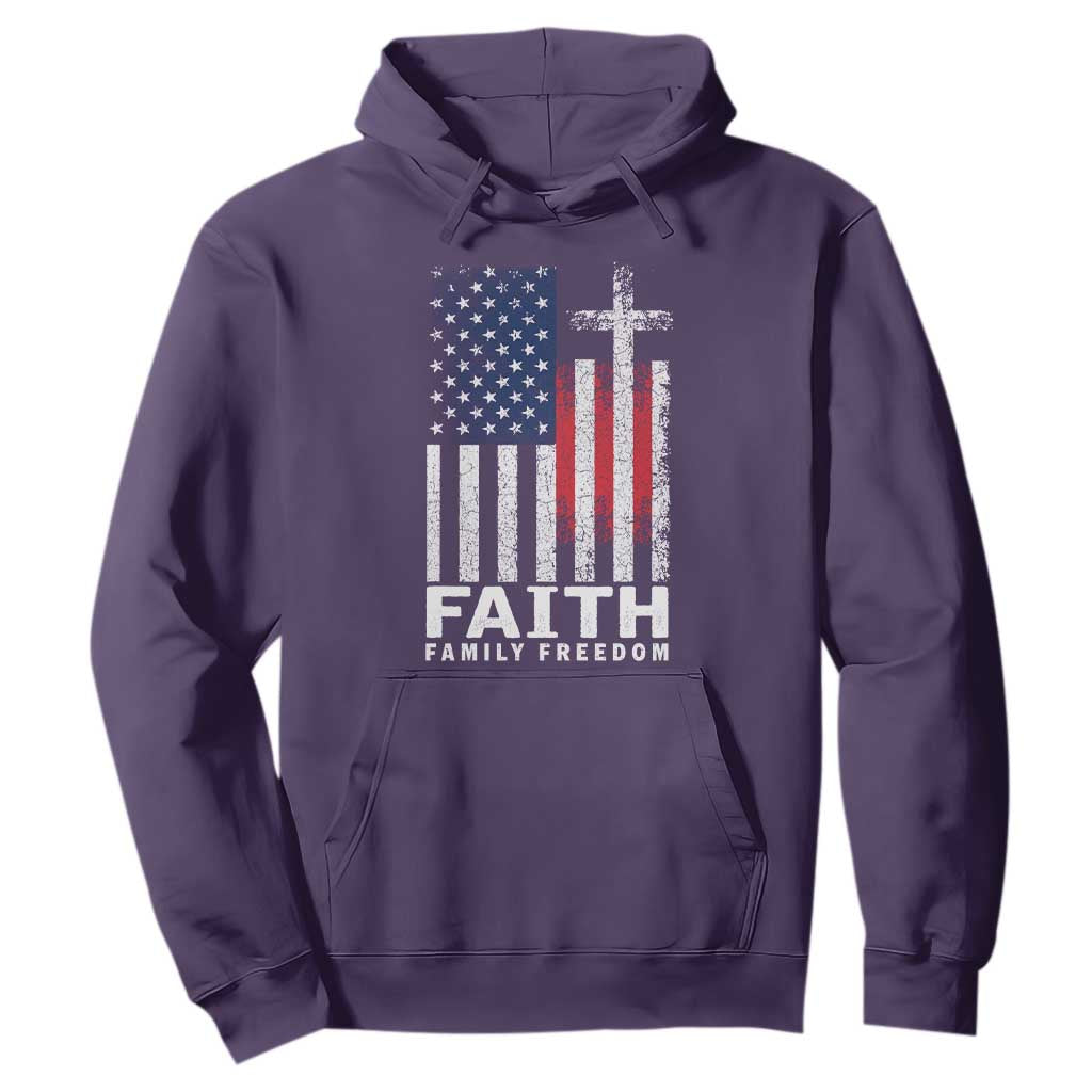 Faith Family Freedom Hoodie Charlie Kirk Patriotic Christian Vintage USA Flag TS10 Purple Print Your Wear