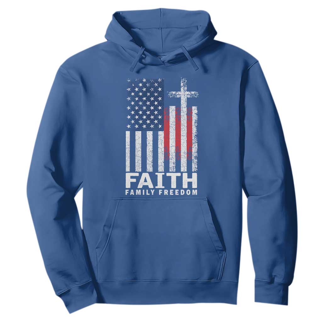 Faith Family Freedom Hoodie Charlie Kirk Patriotic Christian Vintage USA Flag TS10 Royal Blue Print Your Wear