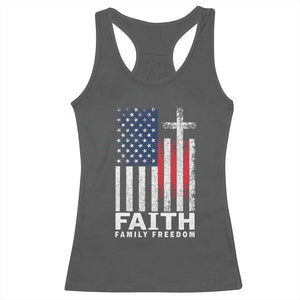 Faith Family Freedom Racerback Tank Top Charlie Kirk Patriotic Christian Vintage USA Flag TS10 Dark Heather Print Your Wear