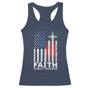 Faith Family Freedom Racerback Tank Top Charlie Kirk Patriotic Christian Vintage USA Flag TS10 Navy Print Your Wear