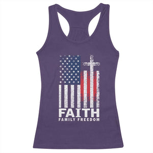 Faith Family Freedom Racerback Tank Top Charlie Kirk Patriotic Christian Vintage USA Flag TS10 Purple Print Your Wear