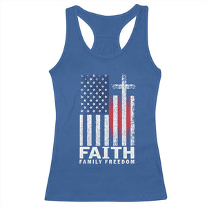 Faith Family Freedom Racerback Tank Top Charlie Kirk Patriotic Christian Vintage USA Flag TS10 Royal Blue Print Your Wear