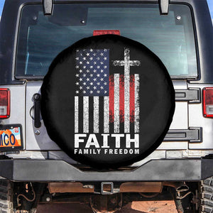 Faith Family Freedom Spare Tire Cover Charlie Kirk Patriotic Christian Vintage USA Flag TS10 No hole Black Print Your Wear