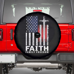 Faith Family Freedom Spare Tire Cover Charlie Kirk Patriotic Christian Vintage USA Flag TS10 Black Print Your Wear