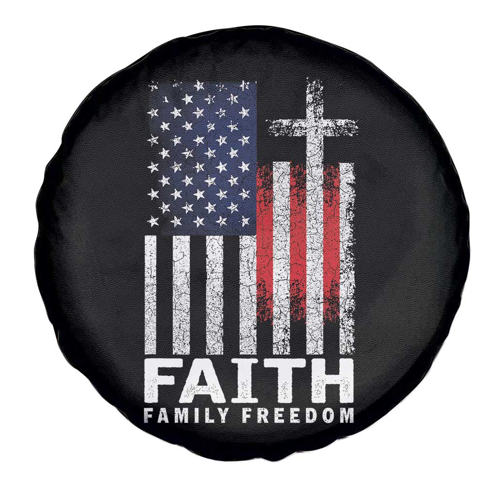 Faith Family Freedom Spare Tire Cover Charlie Kirk Patriotic Christian Vintage USA Flag TS10 Print Your Wear
