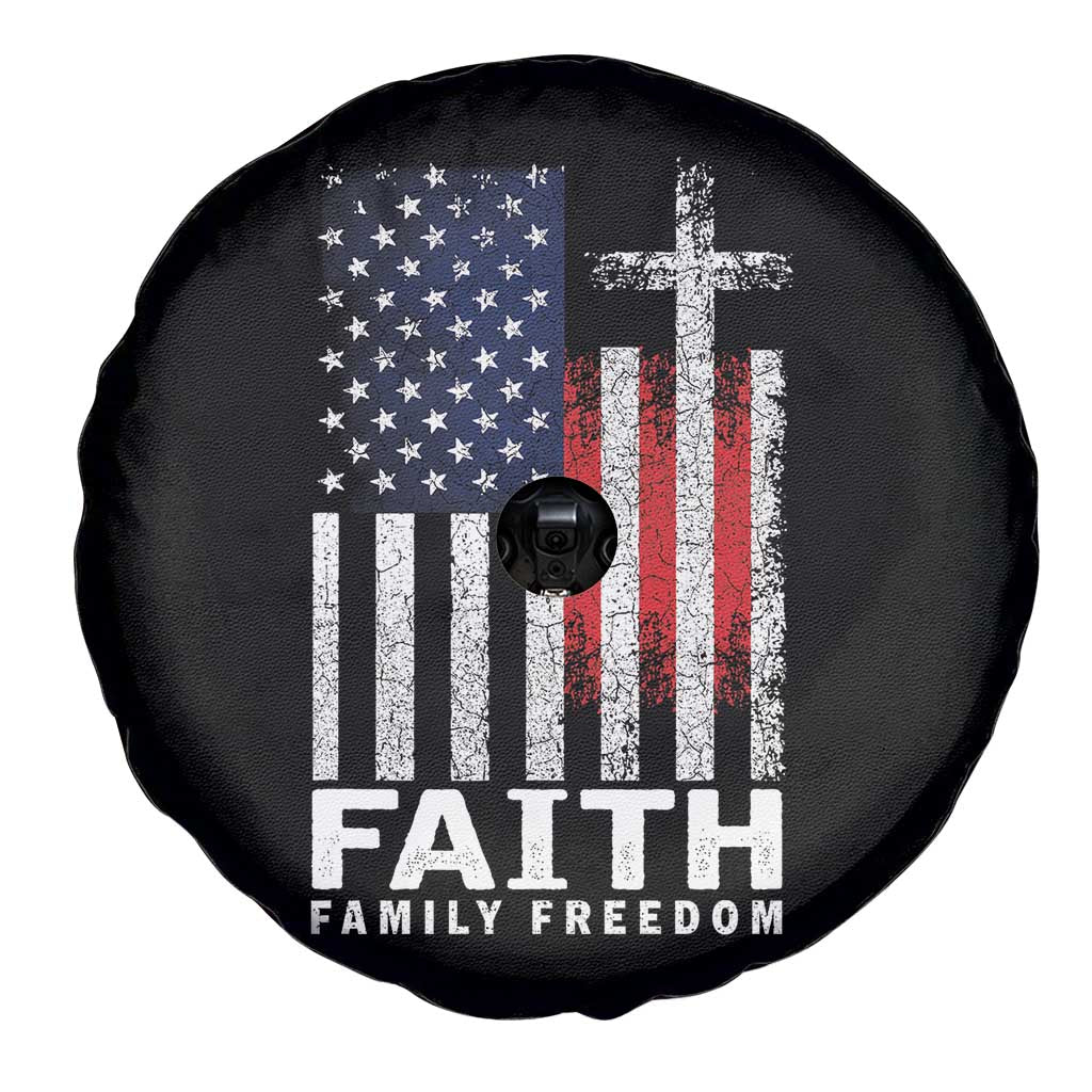 Faith Family Freedom Spare Tire Cover Charlie Kirk Patriotic Christian Vintage USA Flag TS10 Print Your Wear