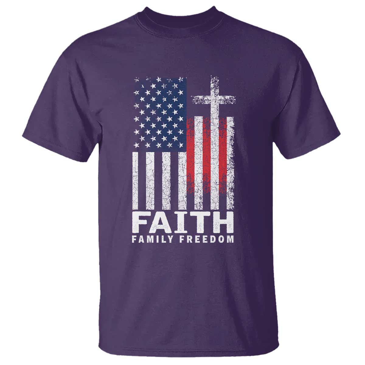 Faith Family Freedom T Shirt Charlie Kirk Patriotic Christian Vintage USA Flag TS10 Purple Print Your Wear