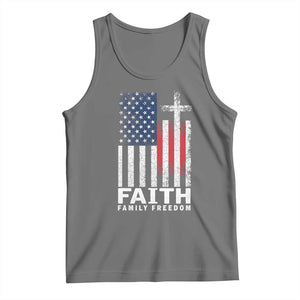 Faith Family Freedom Tank Top Charlie Kirk Patriotic Christian Vintage USA Flag TS10 Black Heather Print Your Wear