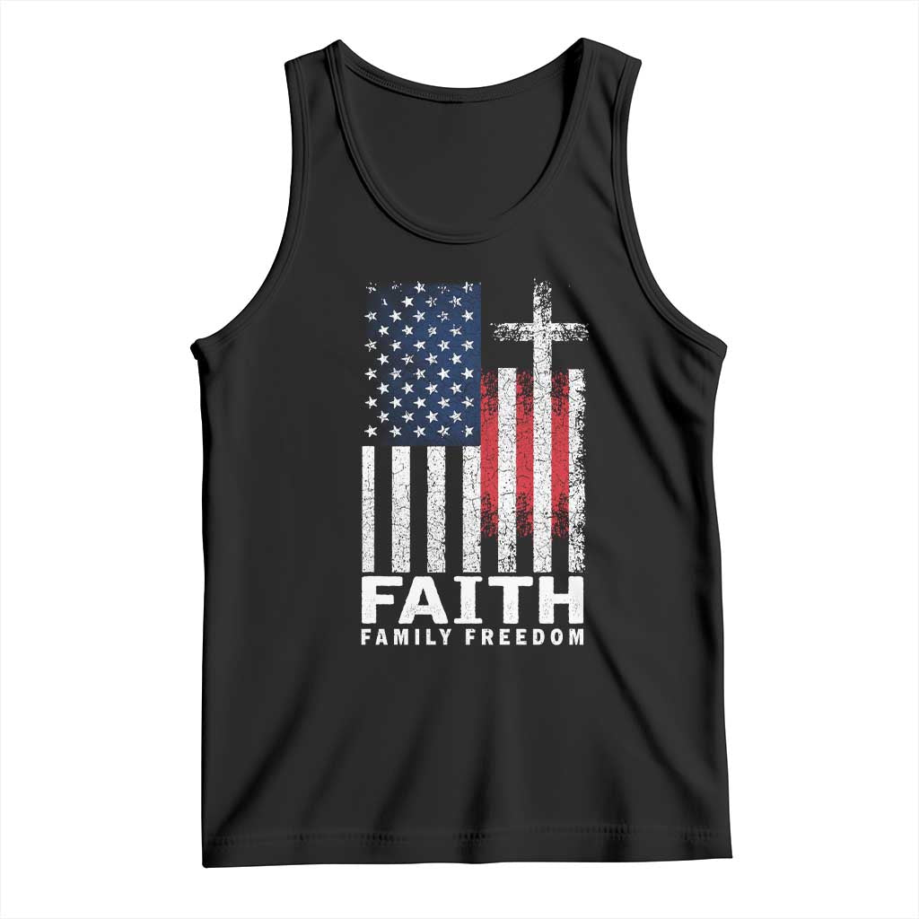Faith Family Freedom Tank Top Charlie Kirk Patriotic Christian Vintage USA Flag TS10 Black Print Your Wear