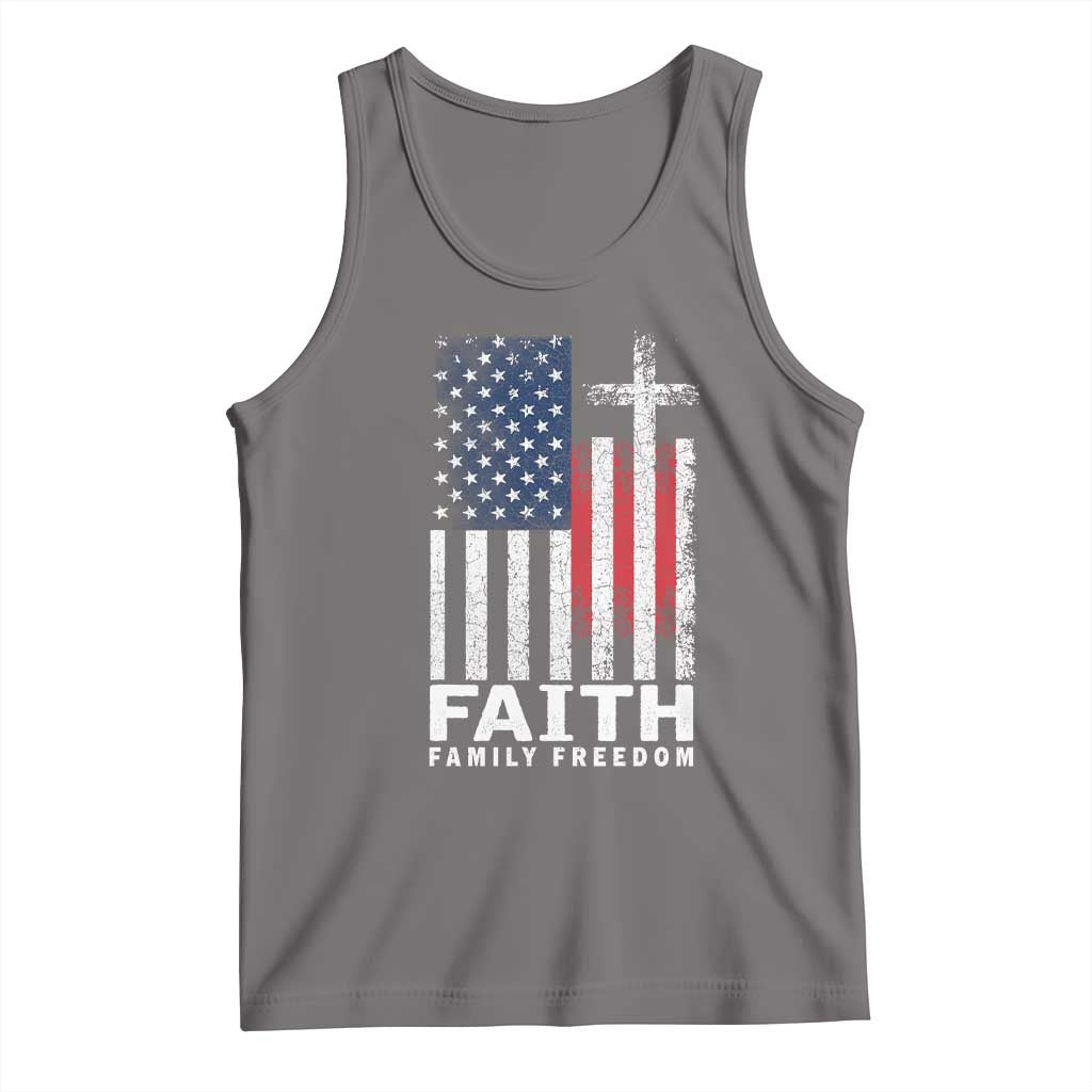 Faith Family Freedom Tank Top Charlie Kirk Patriotic Christian Vintage USA Flag TS10 Deep Heather Print Your Wear