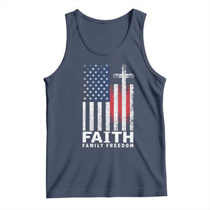 Faith Family Freedom Tank Top Charlie Kirk Patriotic Christian Vintage USA Flag TS10 Navy Print Your Wear