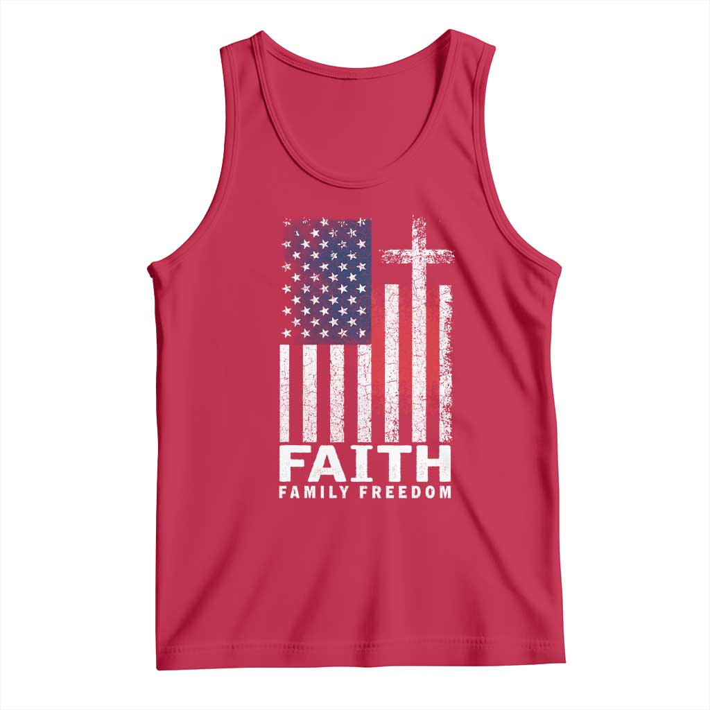 Faith Family Freedom Tank Top Charlie Kirk Patriotic Christian Vintage USA Flag TS10 Red Print Your Wear