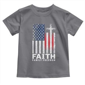 Faith Family Freedom Toddler T Shirt Charlie Kirk Patriotic Christian Vintage USA Flag TS10 Charcoal Print Your Wear