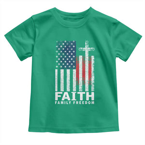 Faith Family Freedom Toddler T Shirt Charlie Kirk Patriotic Christian Vintage USA Flag TS10 Irish Green Print Your Wear