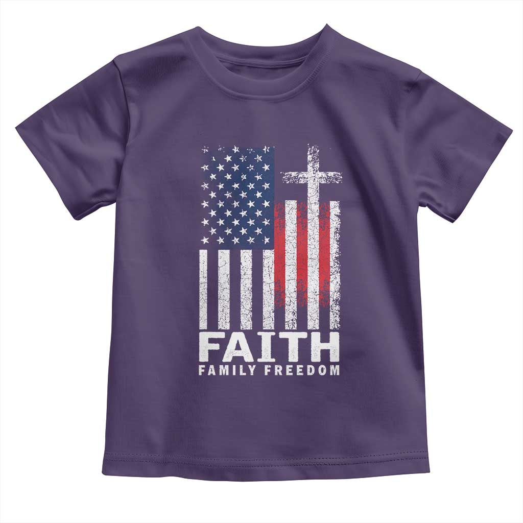 Faith Family Freedom Toddler T Shirt Charlie Kirk Patriotic Christian Vintage USA Flag TS10 Purple Print Your Wear