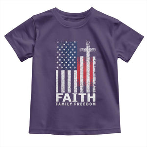 Faith Family Freedom Toddler T Shirt Charlie Kirk Patriotic Christian Vintage USA Flag TS10 Purple Print Your Wear