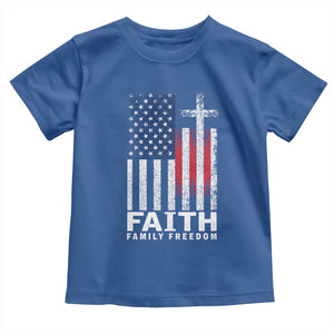 Faith Family Freedom Toddler T Shirt Charlie Kirk Patriotic Christian Vintage USA Flag TS10 Royal Blue Print Your Wear