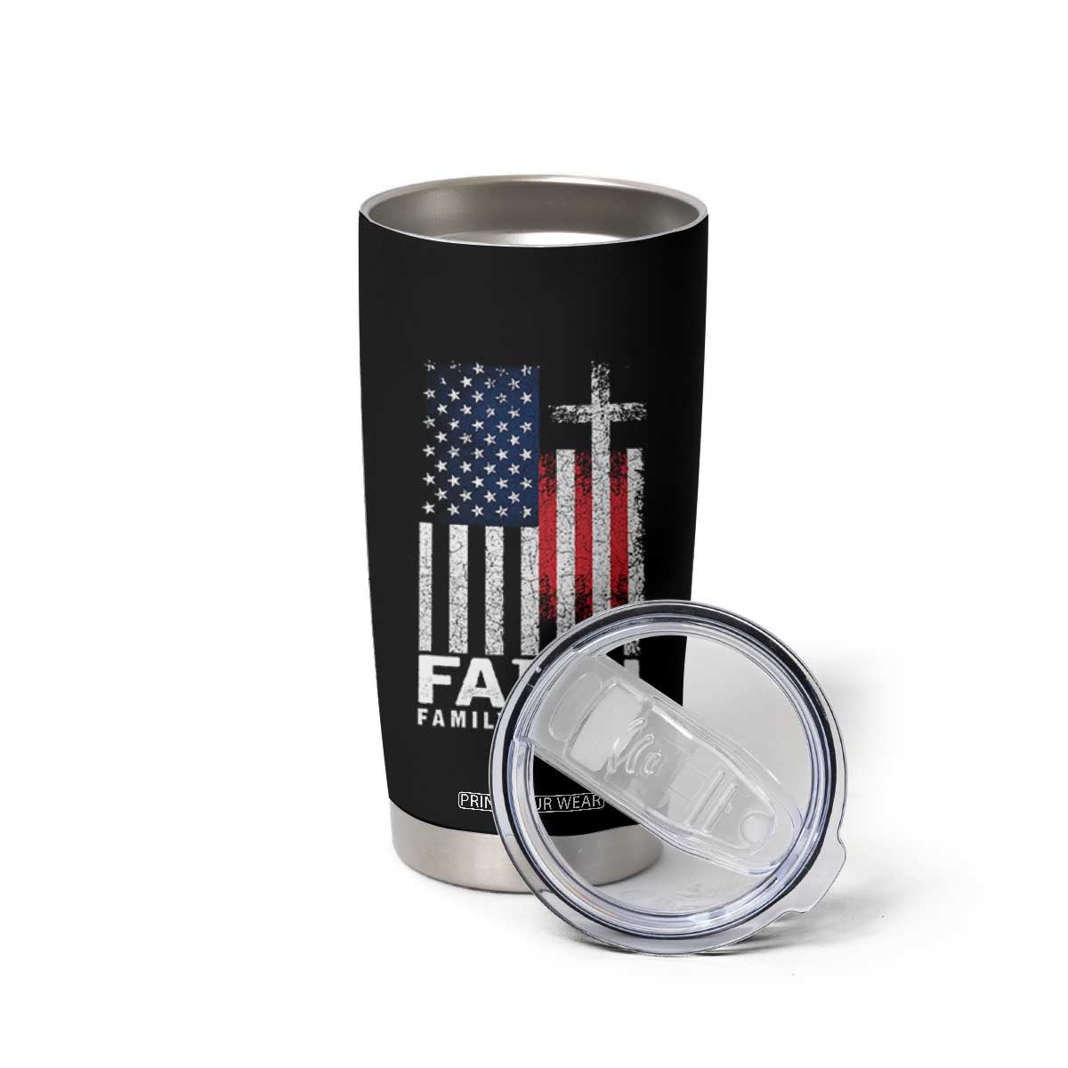 Faith Family Freedom Tumbler Cup Charlie Kirk Patriotic Christian Vintage USA Flag TS10 Print Your Wear